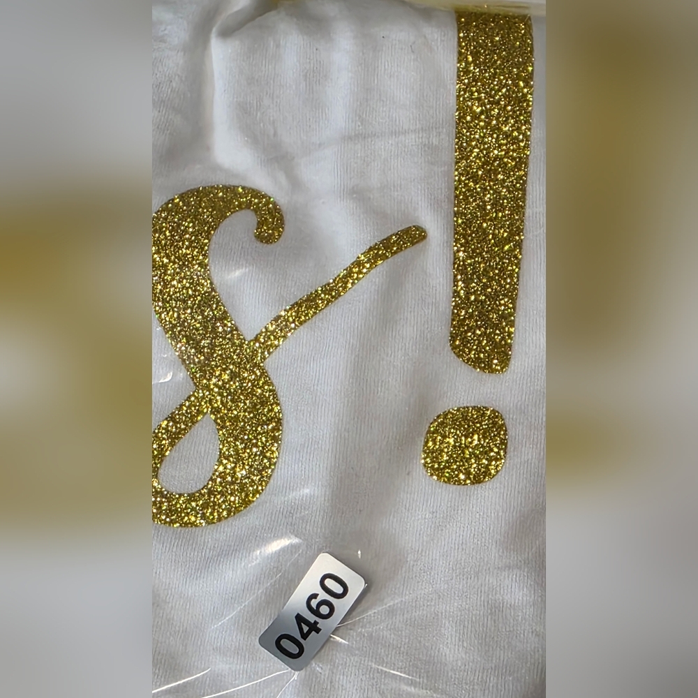 tank top white  gold glitter  I SAID YES   size L - Picture 9 of 11